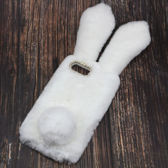 Bunny Shape Warm Fur TPU Case for iPhone 8 Plus / 7 Plus 5.5 inch - White - 3
