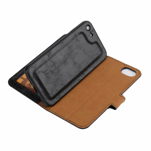 For iPhone 7/8/SE (2020)/SE (2022) 4.7 inch Crazy Horse Leather Cover Magnetic Detachable Stand Shockproof Phone Case - Black - 1