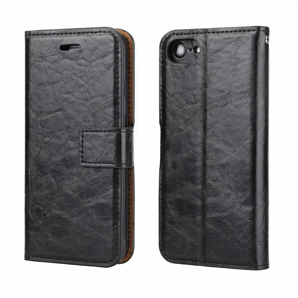 For iPhone 7/8/SE (2020)/SE (2022) 4.7 inch Crazy Horse Leather Cover Magnetic Detachable Stand Shockproof Phone Case - Black - 2