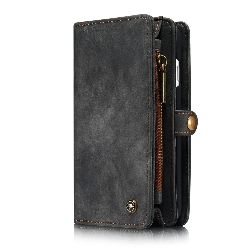 CASEME 008 Series 2-in-1 Multi-slot Large Capacity Wallet Vintage PU Leather Case for iPhone 7 / 8 / SE (2020) / SE (2022) - Grey - 2
