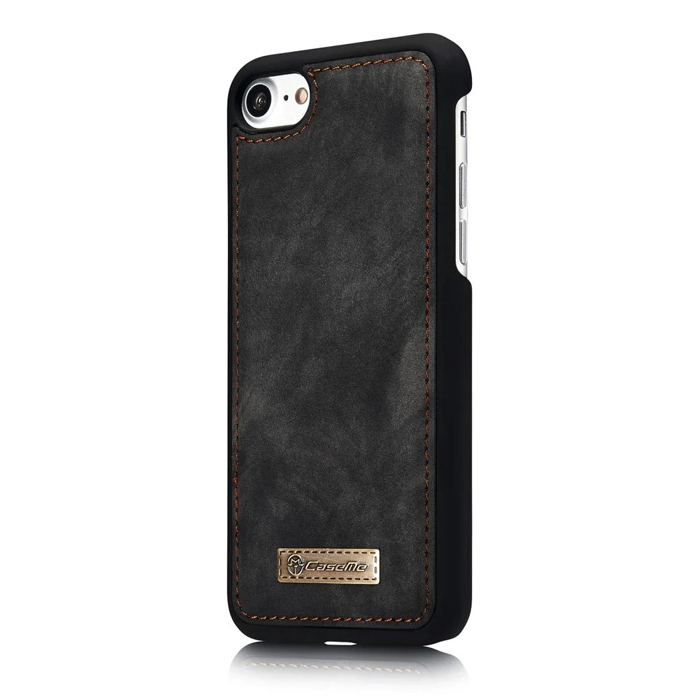 CASEME 008 Series 2-in-1 Multi-slot Large Capacity Wallet Vintage PU Leather Case for iPhone 7 / 8 / SE (2020) / SE (2022) - Grey - 3