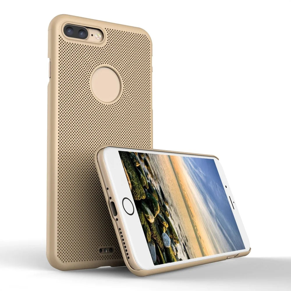 LOOPEE Hollow Mesh Hard Shell Cover Case for iPhone 7 Plus 5.5 inch - Gold - 1