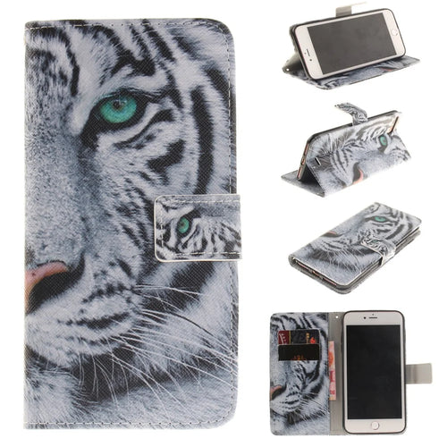 Wallet Leather Stand Case for iPhone 8 Plus / 7 Plus - Fierce Tiger - 1