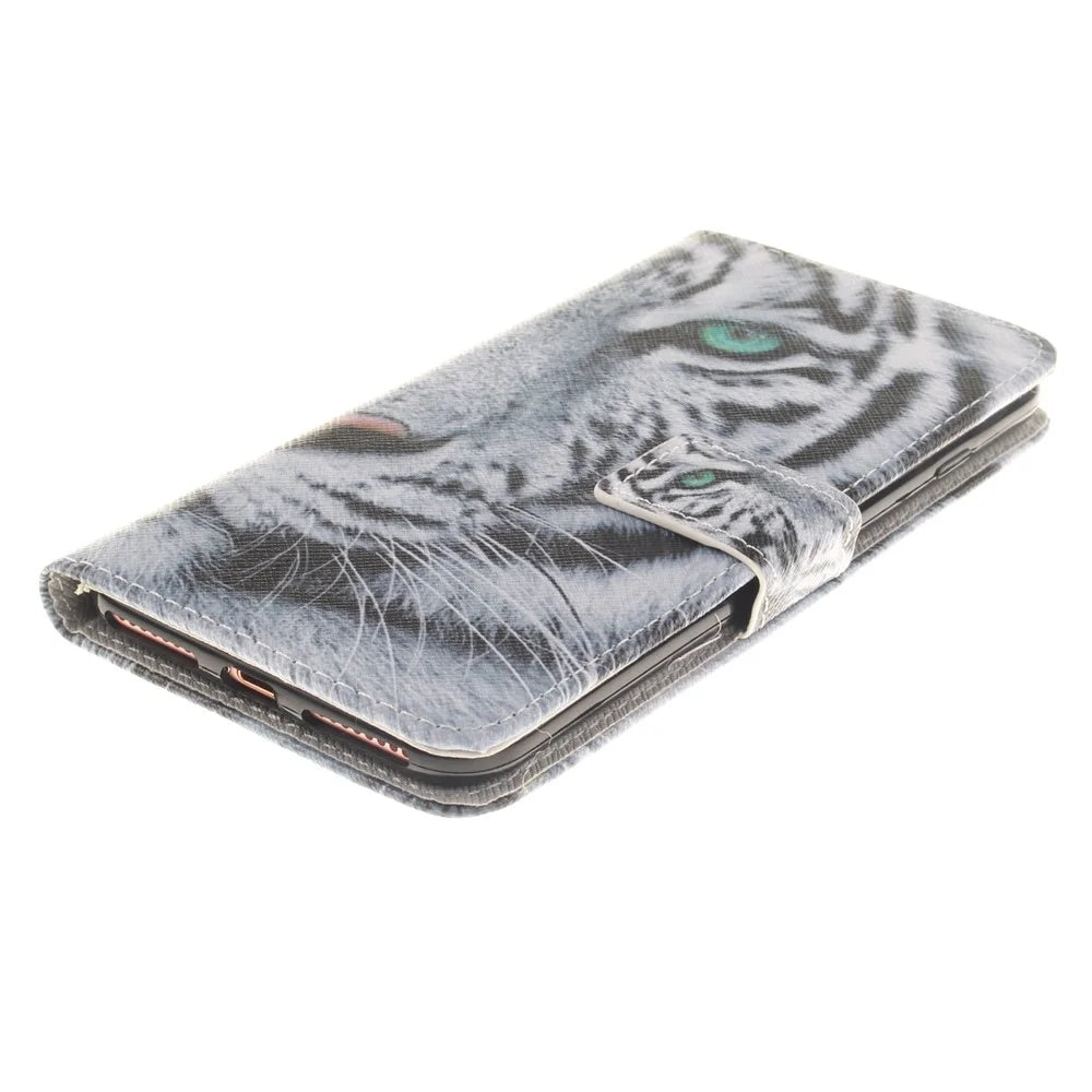 Wallet Leather Stand Case for iPhone 8 Plus / 7 Plus - Fierce Tiger - 4