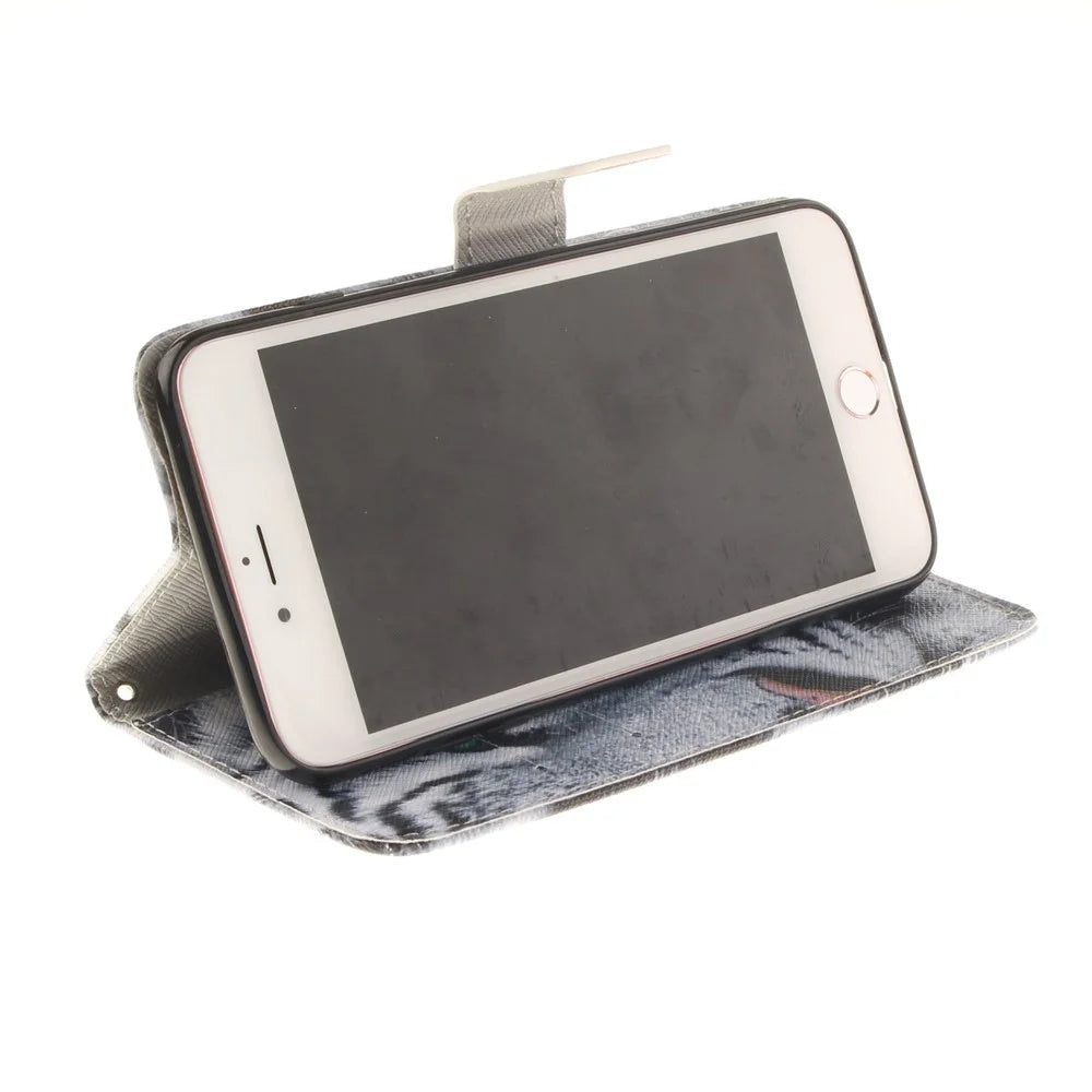 Wallet Leather Stand Case for iPhone 8 Plus / 7 Plus - Fierce Tiger - 6
