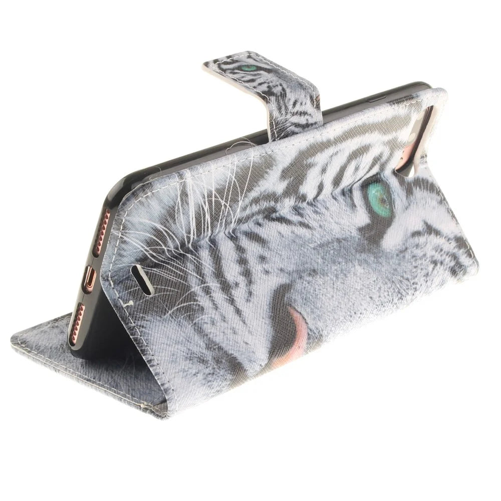 Wallet Leather Stand Case for iPhone 8 Plus / 7 Plus - Fierce Tiger - 7