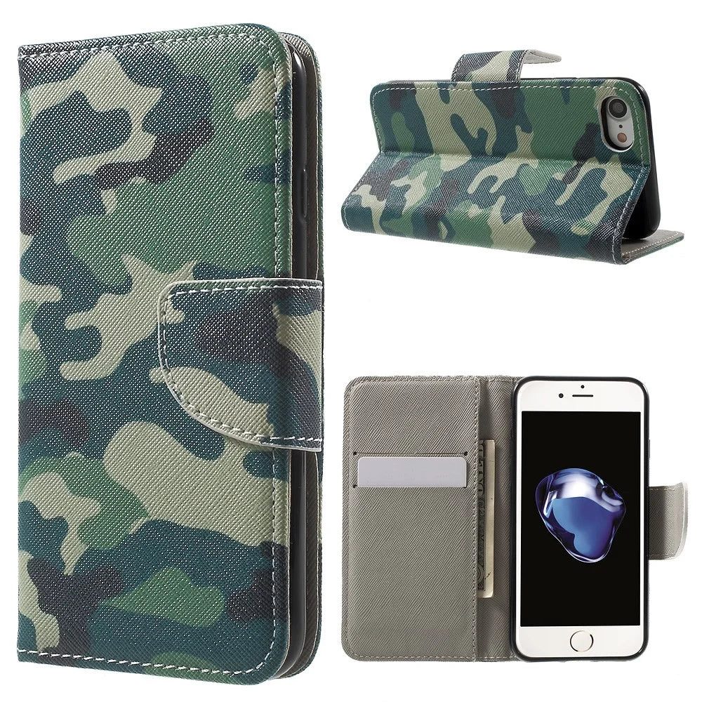 Pattern Printing Leather Wallet Magnetic Case for iPhone 7/8/SE (2022)/SE (2022) - Camouflage Pattern - 1