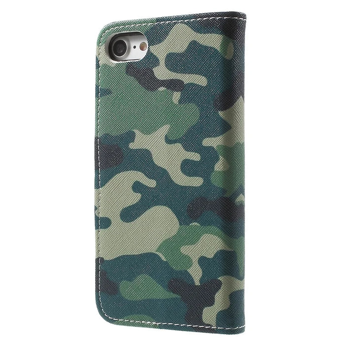Pattern Printing Leather Wallet Magnetic Case for iPhone 7/8/SE (2022)/SE (2022) - Camouflage Pattern - 2