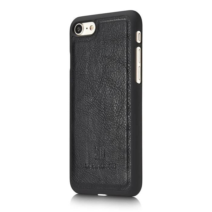 DG.MING Split Leather Wallet Cover with Detachable PC Back Shell for iPhone SE (2020) / SE (2022) / 8 / 7 - Black - 5