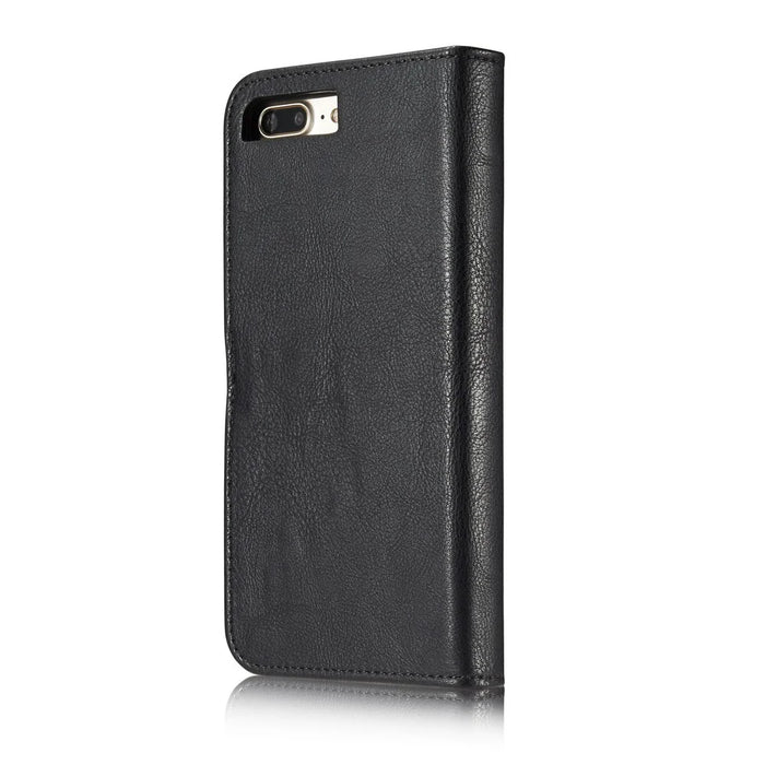 DG.MING For iPhone 7 Plus Anti-scratch Split Leather Wallet Case and Detachable PC Cover - Black - 4