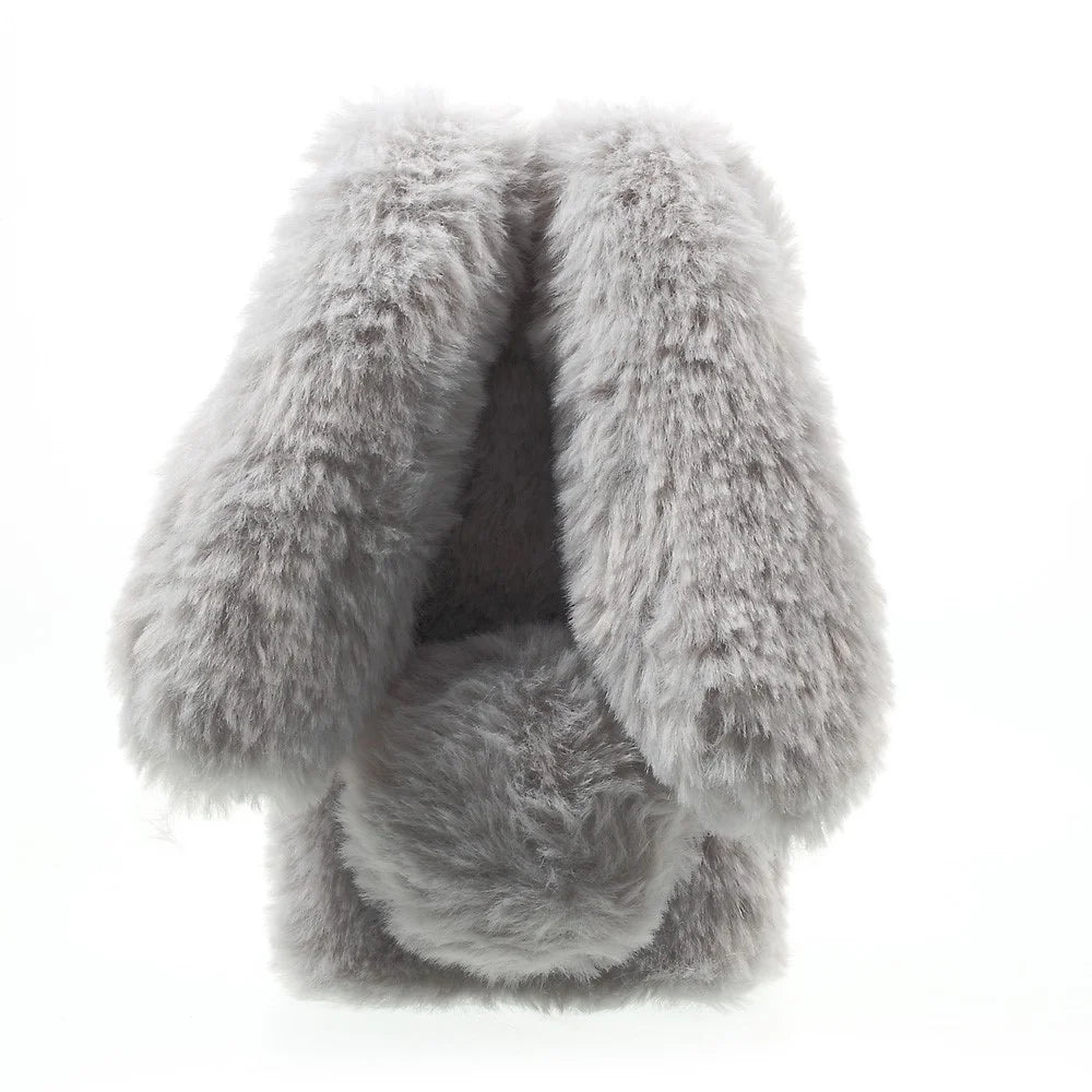 For iPhone 6s 6 Cute Rabbit Bunny Warm Fur Soft TPU Phone Case - Grey - 4