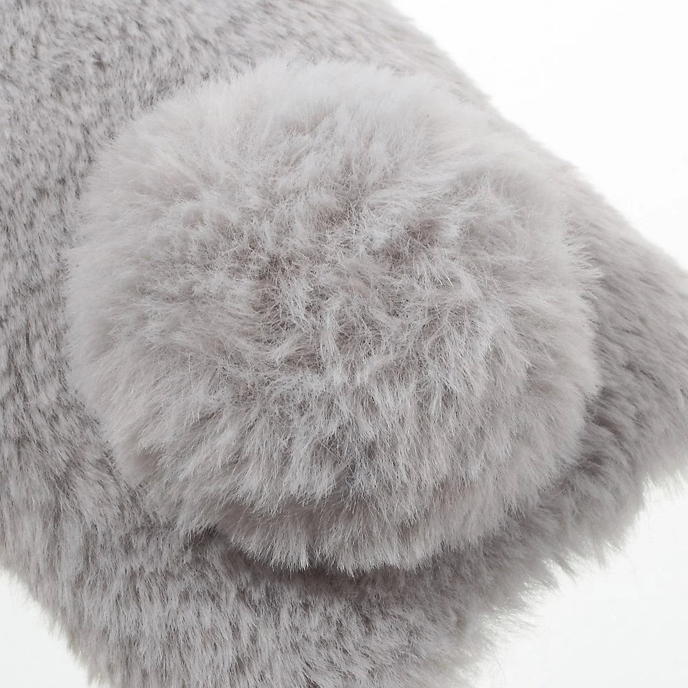 For iPhone 6s 6 Cute Rabbit Bunny Warm Fur Soft TPU Phone Case - Grey - 6