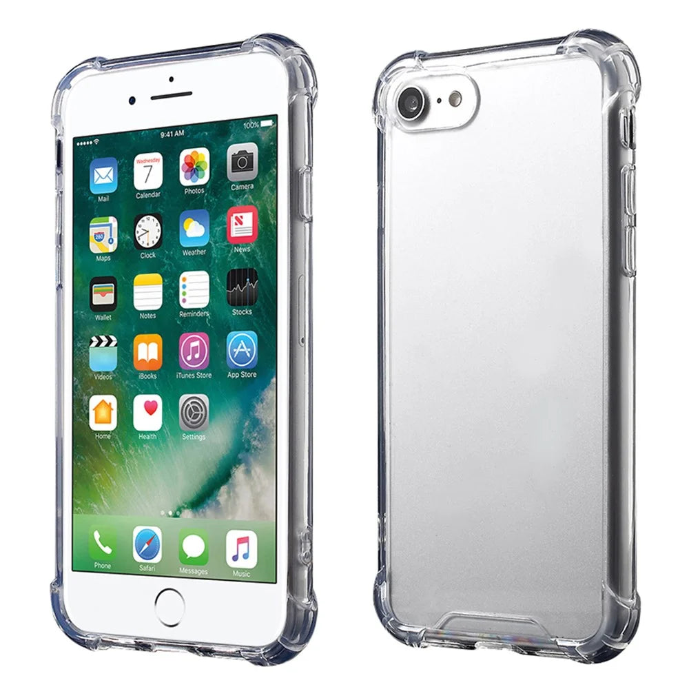 For iPhone SE (2020)/SE (2022)/8/7 4.7 inch Drop-resistant TPU Edge + Clear Acrylic Phone Case Anti-scratch Phone Cover - Transparent - 1