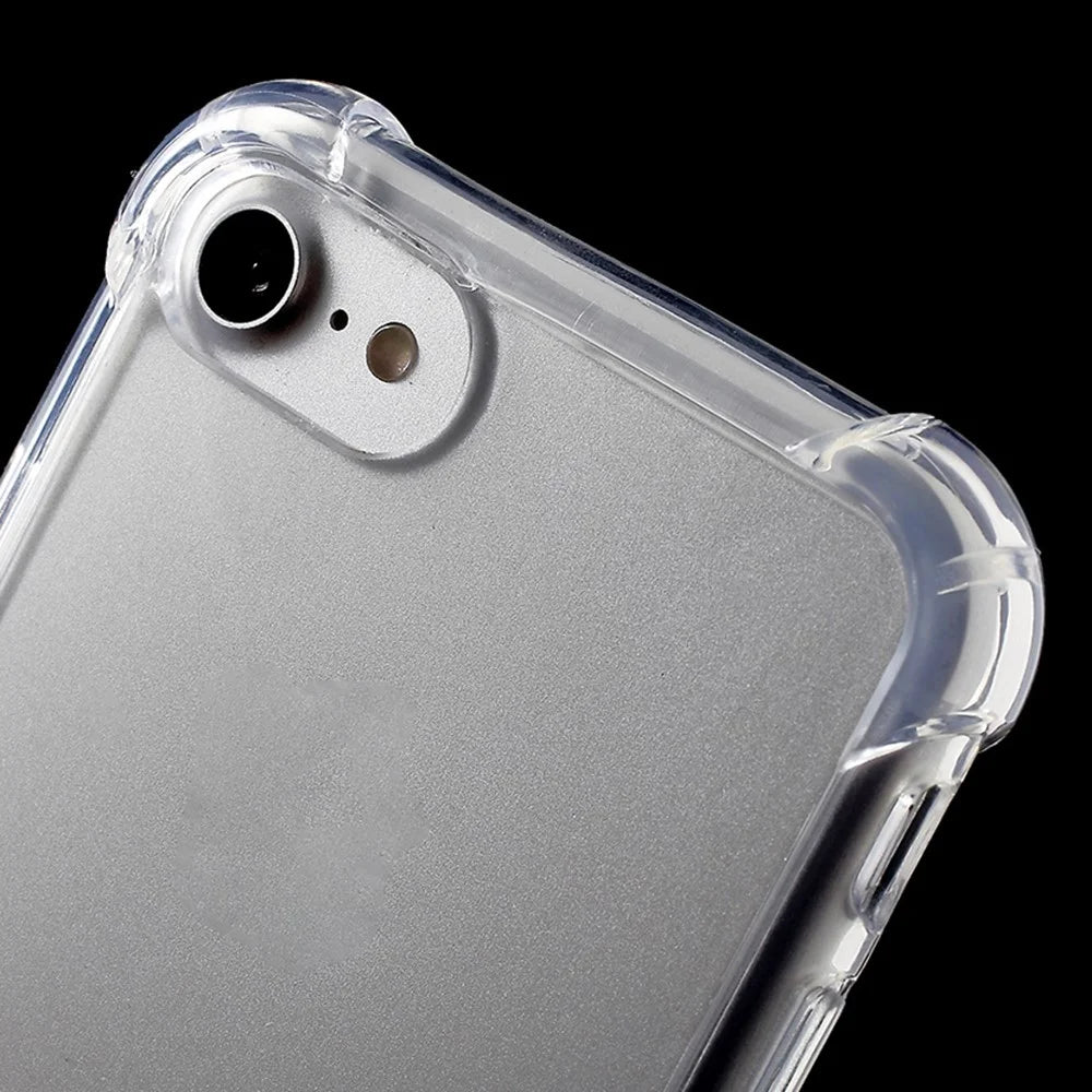 For iPhone SE (2020)/SE (2022)/8/7 4.7 inch Drop-resistant TPU Edge + Clear Acrylic Phone Case Anti-scratch Phone Cover - Transparent - 4