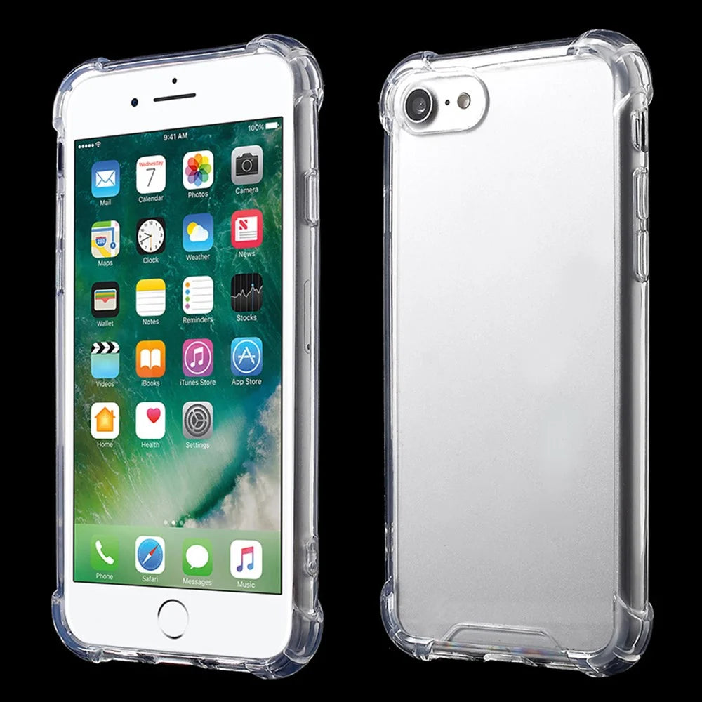 For iPhone SE (2020)/SE (2022)/8/7 4.7 inch Drop-resistant TPU Edge + Clear Acrylic Phone Case Anti-scratch Phone Cover - Transparent - 6