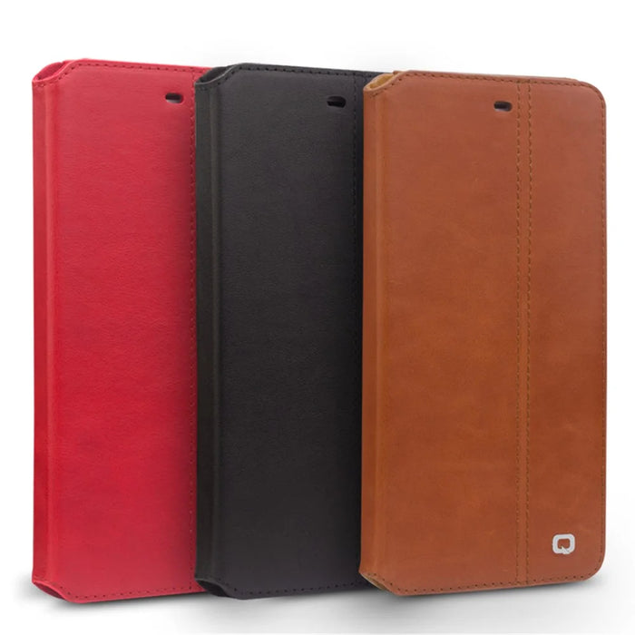 QIALINO for iPhone 8 Plus / 7 Plus Retro Folio Cowhide Leather Phone Shell with Card Slots - Brown - 7