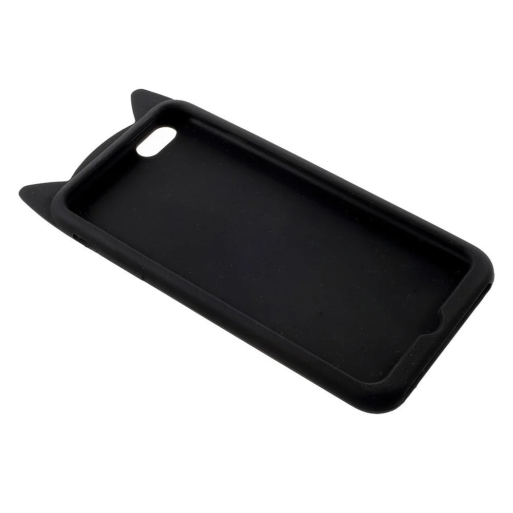 3D Bearded Cat Silicone Soft Phone Cover for iPhone 6s / 6 - Black - 4