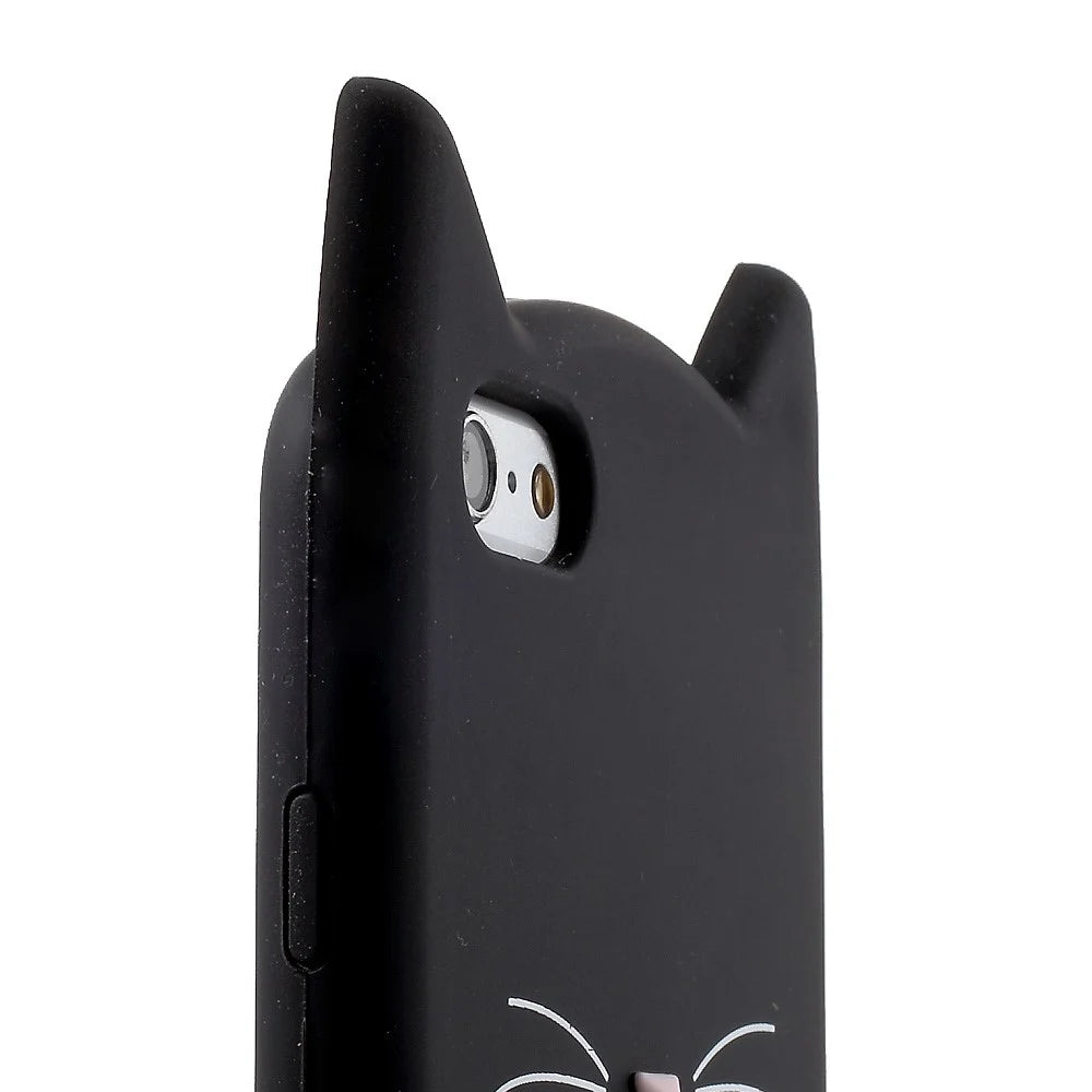 3D Bearded Cat Silicone Soft Phone Cover for iPhone 6s / 6 - Black - 7