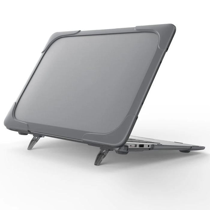 For Macbook Air 13.3 Inch See-through Full Protection PC TPU Case with Kickstand A1369/A1466 - Grey - 1