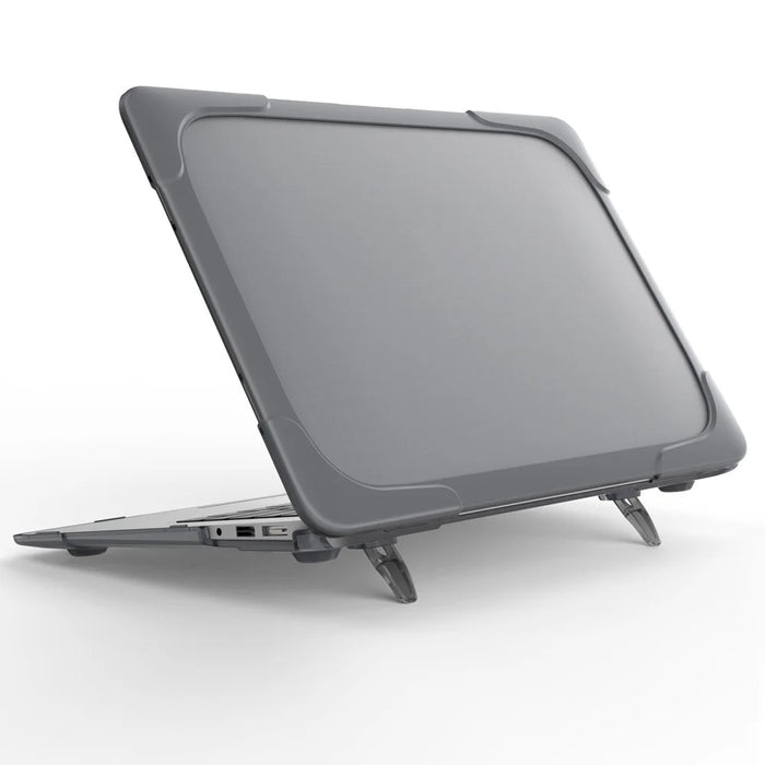For Macbook Air 13.3 Inch See-through Full Protection PC TPU Case with Kickstand A1369/A1466 - Grey - 5