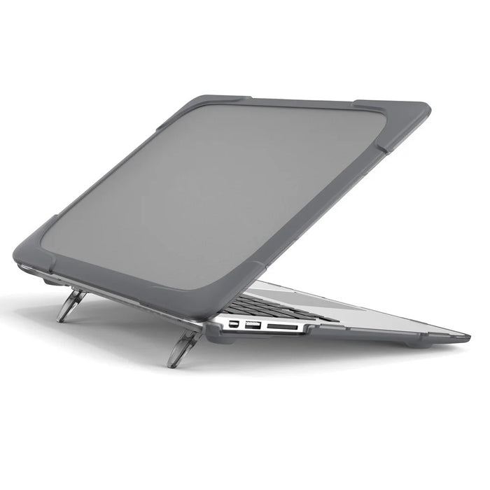 For Macbook Air 13.3 Inch See-through Full Protection PC TPU Case with Kickstand A1369/A1466 - Grey - 6