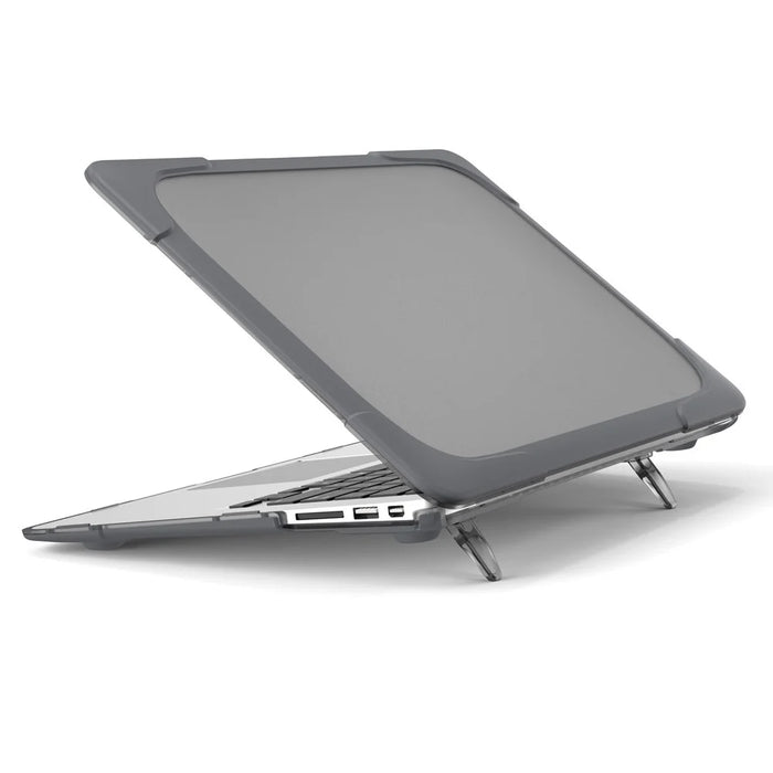 For Macbook Air 13.3 Inch See-through Full Protection PC TPU Case with Kickstand A1369/A1466 - Grey - 7