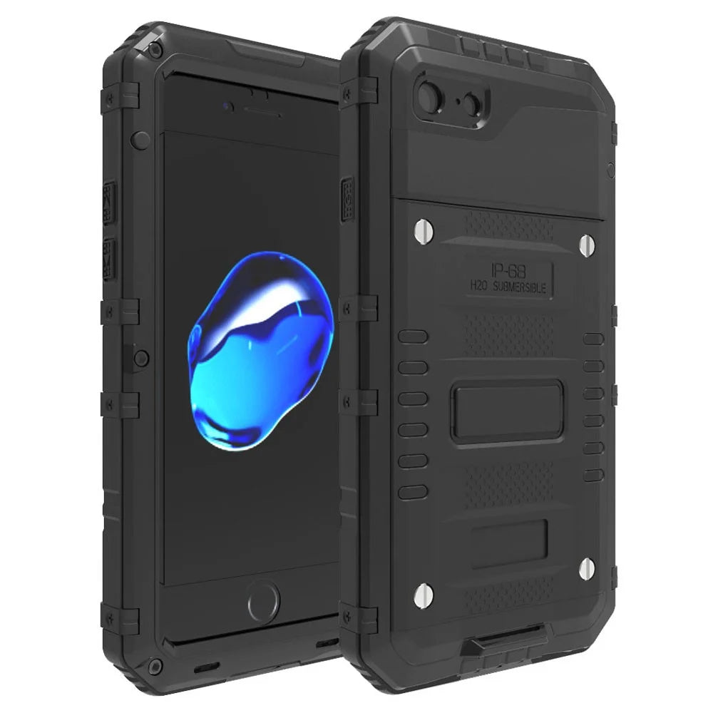 Waterproof Shockproof Dustproof Drop-resistant Phone Case for iPhone 7 (Silicone + Metal) - Black - 1