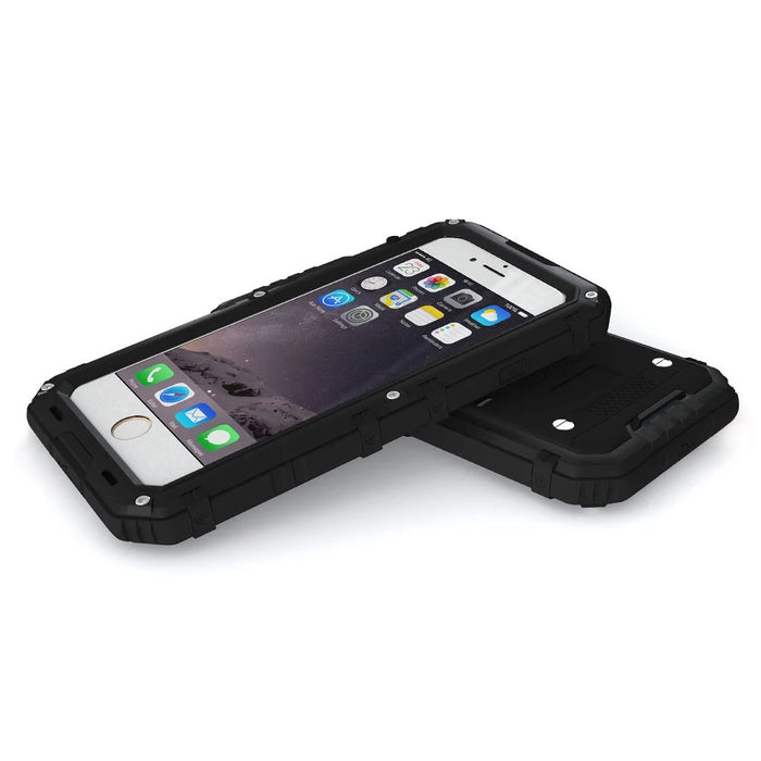 Waterproof Shockproof Dustproof Drop-resistant Phone Case for iPhone 7 (Silicone + Metal) - Black - 4