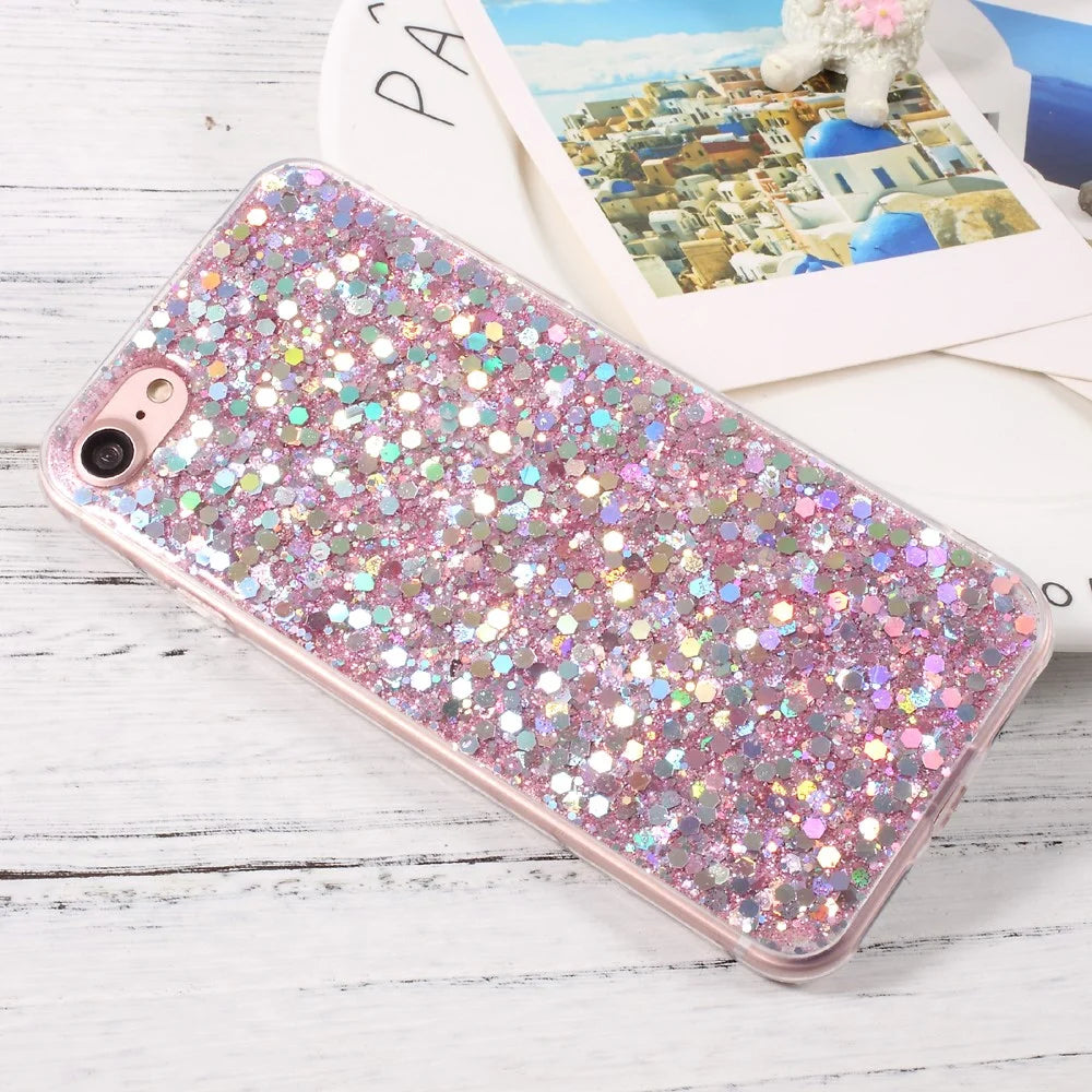 Glittering Sequins TPU Jelly Mobile Case for iPhone SE (2020)/SE (2022)/8/7 4.7 inch - Pink - 3