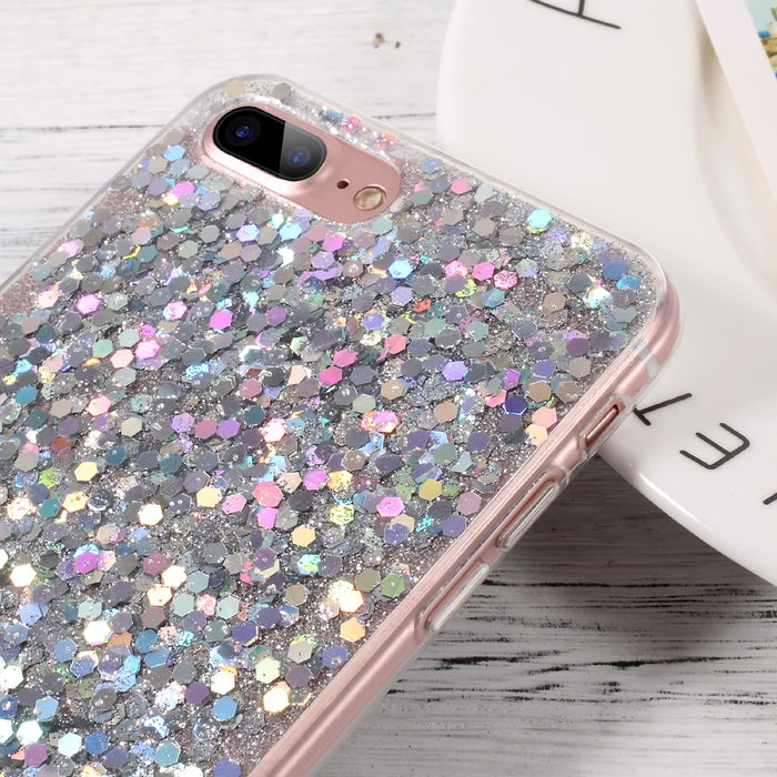Bling Sequins TPU Mobile Phone Case for iPhone 8 Plus / 7 Plus 5.5 inch - Silver - 4