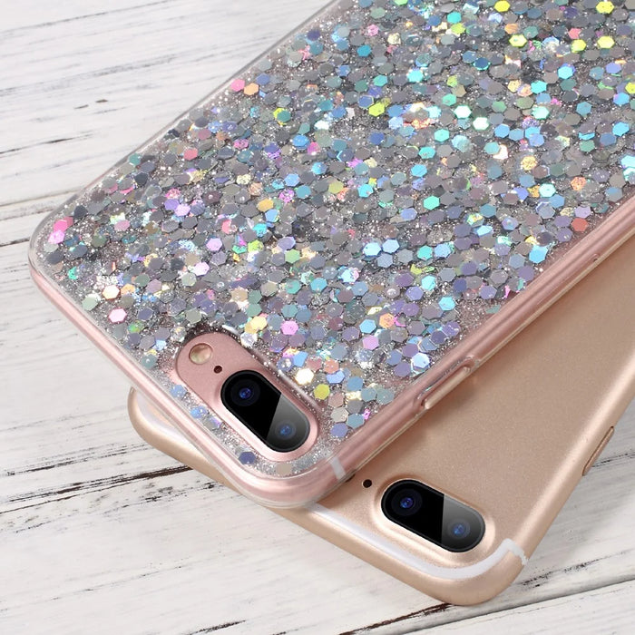 Bling Sequins TPU Mobile Phone Case for iPhone 8 Plus / 7 Plus 5.5 inch - Silver - 6