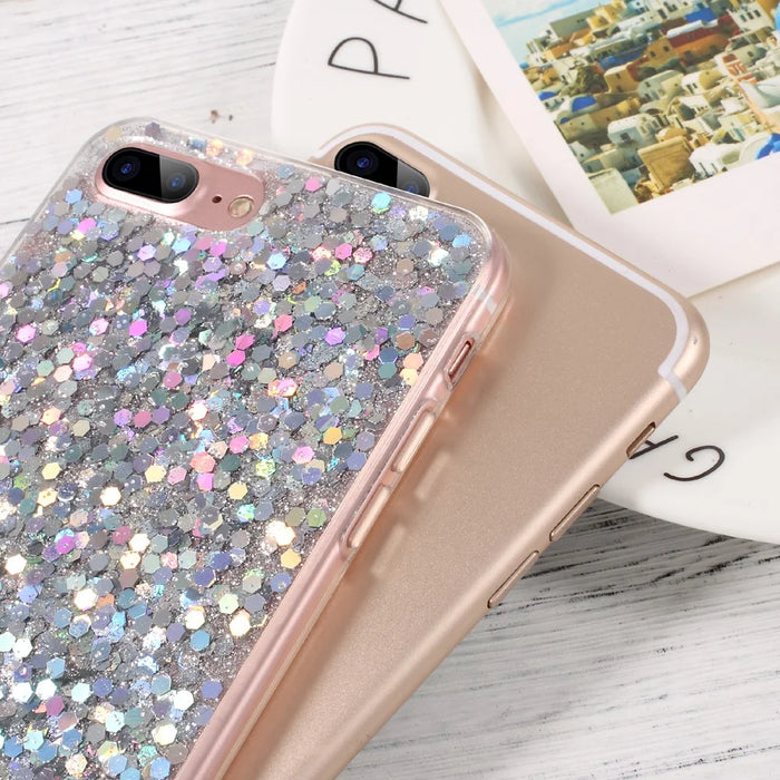 Bling Sequins TPU Mobile Phone Case for iPhone 8 Plus / 7 Plus 5.5 inch - Silver - 7