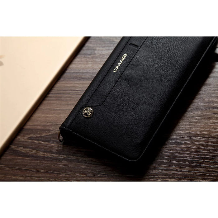 CMAI2 Litchi Grain Auto-absorbed Leather Wallet Stand Case for iPhone SE (2020)/SE (2022)/8/7 4.7 inch - Black - 5