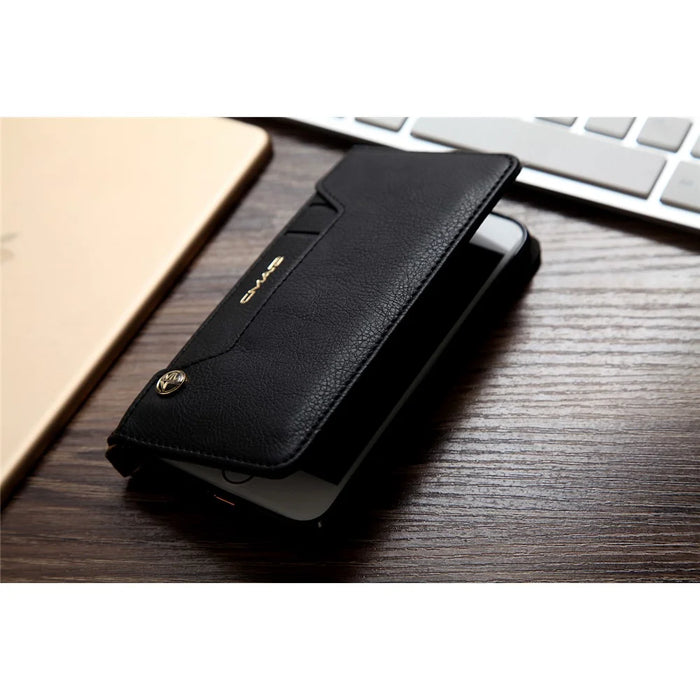 CMAI2 Litchi Grain Auto-absorbed Leather Wallet Stand Case for iPhone SE (2020)/SE (2022)/8/7 4.7 inch - Black - 6