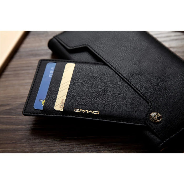 CMAI2 Litchi Grain Auto-absorbed Leather Wallet Stand Case for iPhone SE (2020)/SE (2022)/8/7 4.7 inch - Black - 7