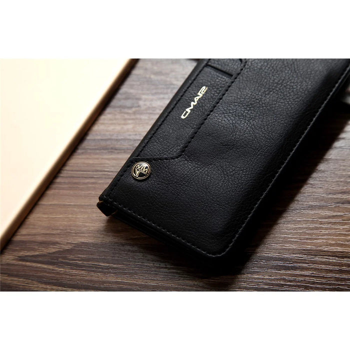 CMAI2 Litchi Grain Auto-absorbed Leather Wallet Phone Case for iPhone 8 Plus / 7 Plus 5.5 inch - Black - 5