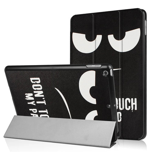 Tri-fold Stand Leather Case Pattern Printing Smart Wake/Sleep Design for iPad 9.7 (2018) / 9.7 (2017) - Do Not Touch My Pad - 1