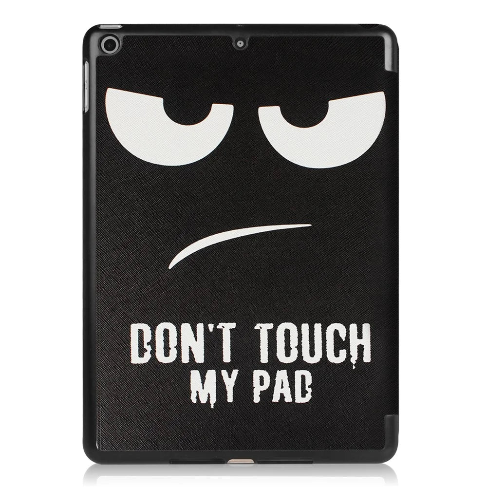 Tri-fold Stand Leather Case Pattern Printing Smart Wake/Sleep Design for iPad 9.7 (2018) / 9.7 (2017) - Do Not Touch My Pad - 3