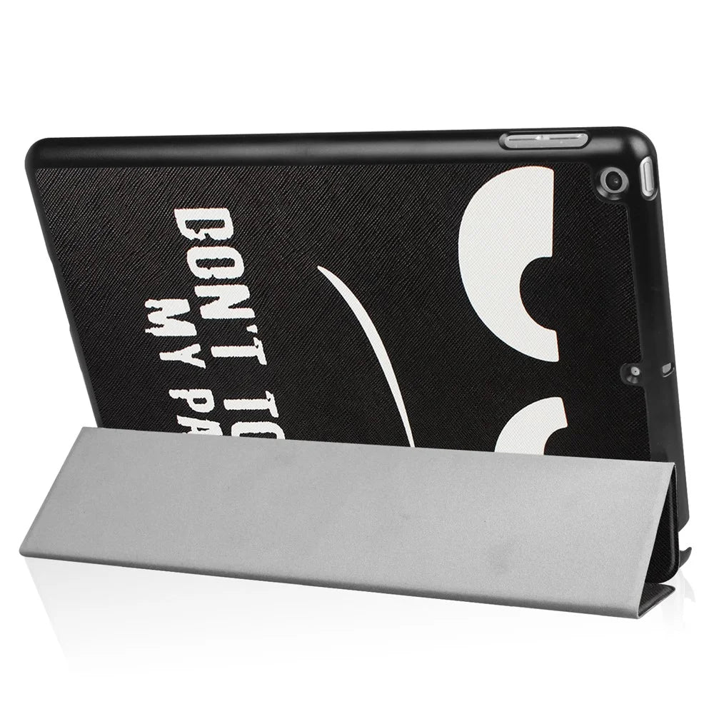 Tri-fold Stand Leather Case Pattern Printing Smart Wake/Sleep Design for iPad 9.7 (2018) / 9.7 (2017) - Do Not Touch My Pad - 5