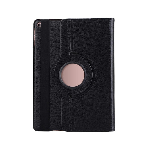 For iPad 9.7 (2018) / (2017) Litchi Texture 360 Degree Rotary Stand Smart Leather Tablet Case - Black - 1