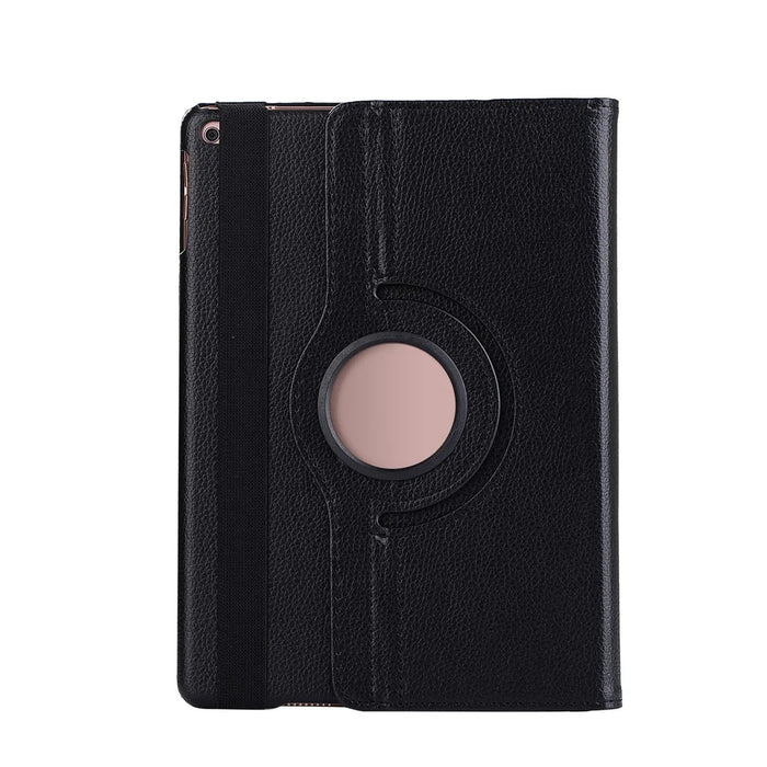 For iPad 9.7 (2018) / (2017) Litchi Texture 360 Degree Rotary Stand Smart Leather Tablet Case - Black - 1