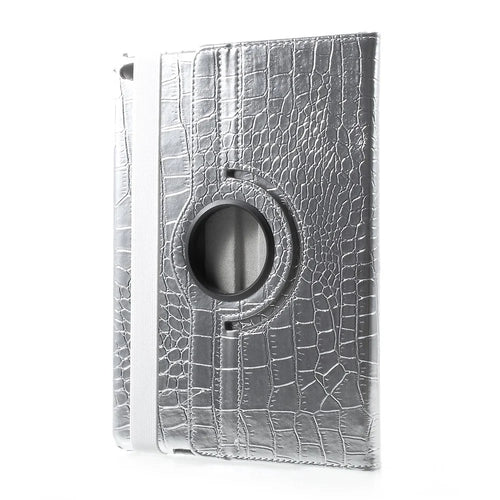 For iPad 9.7 (2018) / 9.7 (2017) Leather Flip Protective Case with 360 Degree Rotary Stand - Crocodile Texture / Silver - 1