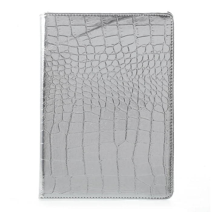 For iPad 9.7 (2018) / 9.7 (2017) Leather Flip Protective Case with 360 Degree Rotary Stand - Crocodile Texture / Silver - 2