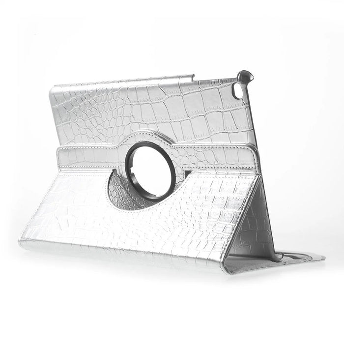 For iPad 9.7 (2018) / 9.7 (2017) Leather Flip Protective Case with 360 Degree Rotary Stand - Crocodile Texture / Silver - 5
