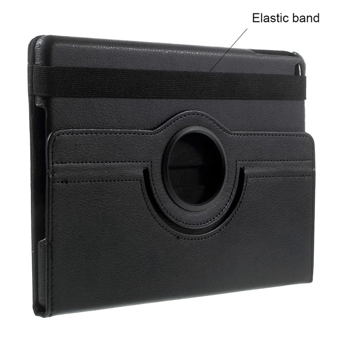Leather Cover for iPad 9.7 (2018) / 9.7 (2017) / Air 2 / Air (2013) Rotary Stand Tablet Case with Elastic Band - Black - 5