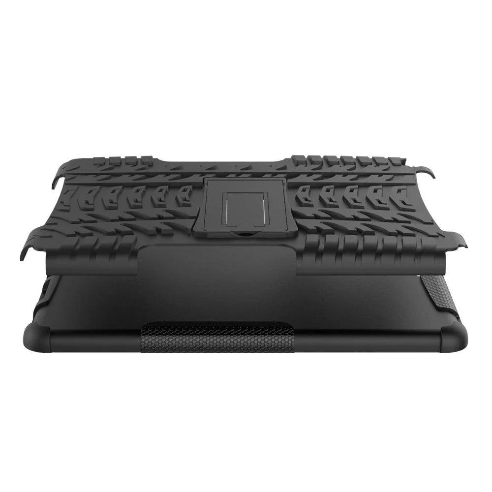For iPad 9.7 (2018) / 9.7 (2017) Tyre Pattern Kickstand Hybrid PC + TPU Protective Case - Black - 4