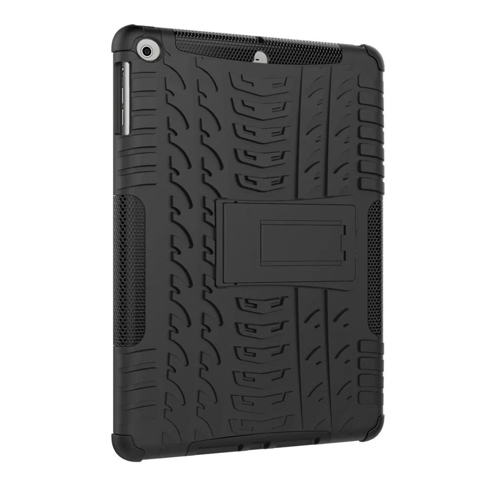 For iPad 9.7 (2018) / 9.7 (2017) Tyre Pattern Kickstand Hybrid PC + TPU Protective Case - Black - 7