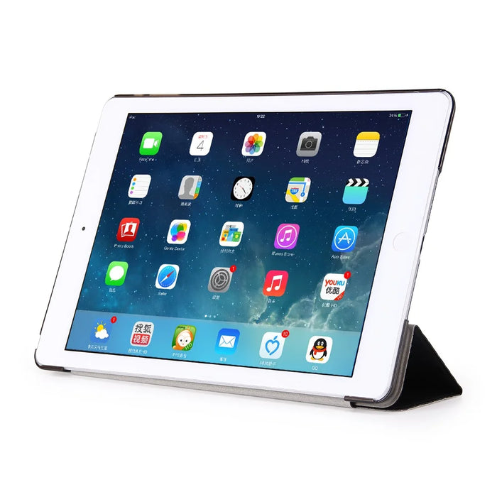 For iPad 9.7-inch (2018) / (2017) Magnetic Tri-Fold Stand Leather Case Smart Awake / Sleep Tablet Cover - Black - 2