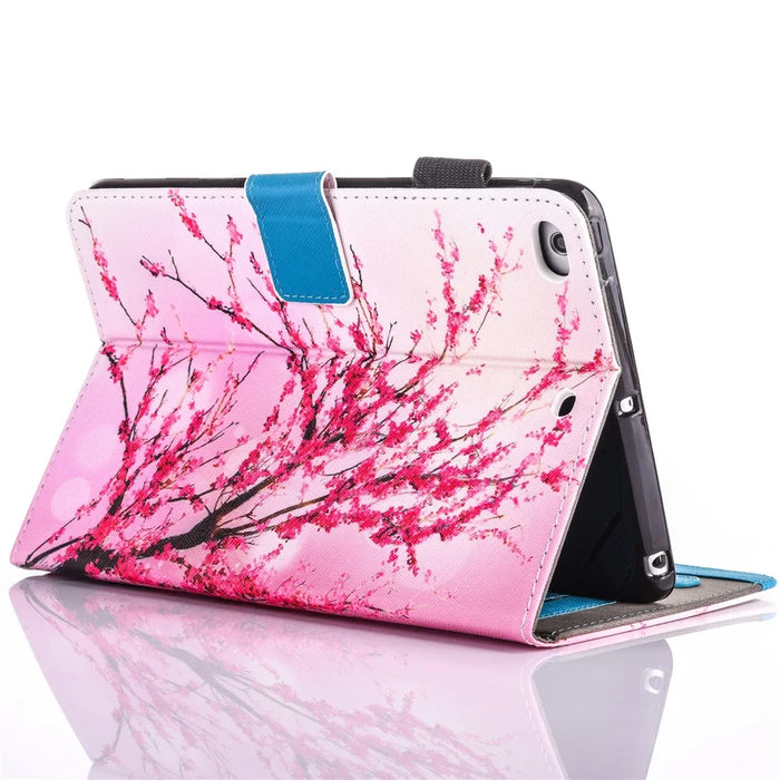 For iPad 9.7 (2018) / 9.7 (2017) Pattern Printing Leather Card Holder Tablet Case - Plum Blossom - 3