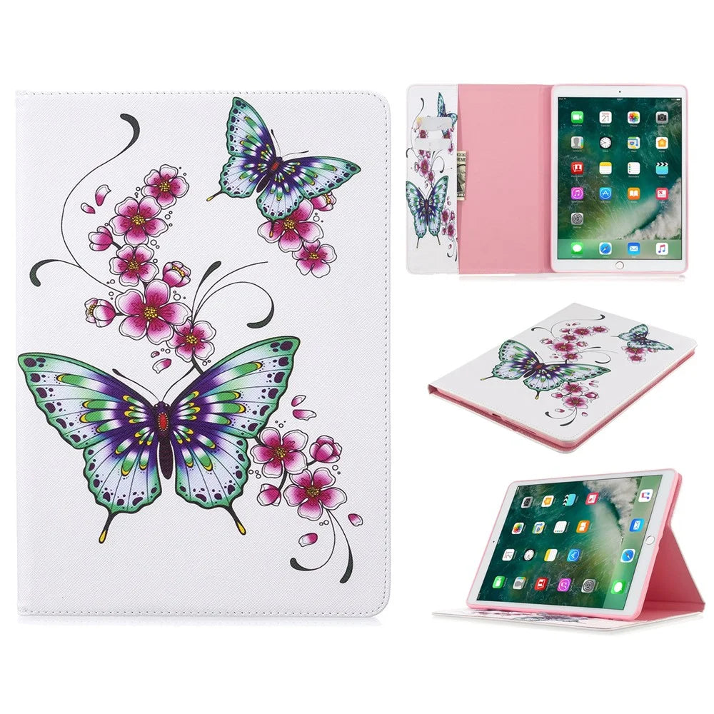 Pattern Printing PU Leather Wallet Cover Case for iPad Air 10.5 (2019) / Pro 10.5-inch (2017) - Butterflies and Flowers - 1
